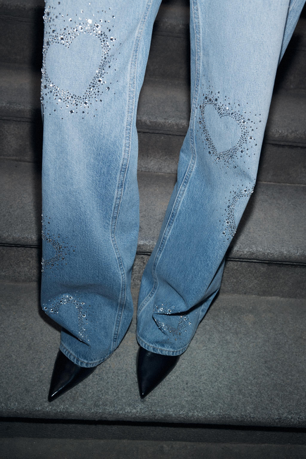 JEANS TRF WIDE LEG TIRO BAJO BRILLOS / Azul - Zara фото 3