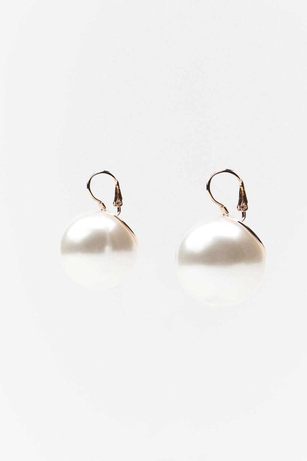 LARGE FAUX PEARL EARRINGS - Zara фото 3
