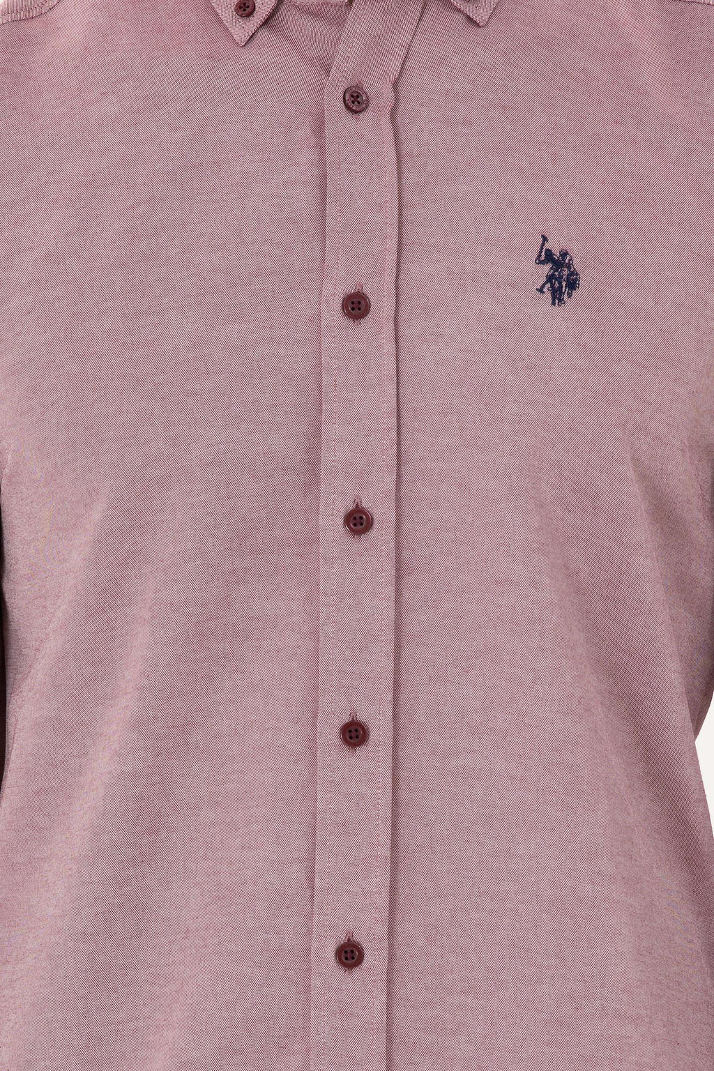 Мужская бордово-красная базовая рубашка с длинным рукавом - U.s. polo assn фото 6