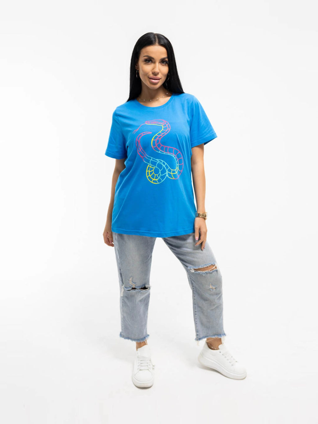 Футболка женская, цвет голубой