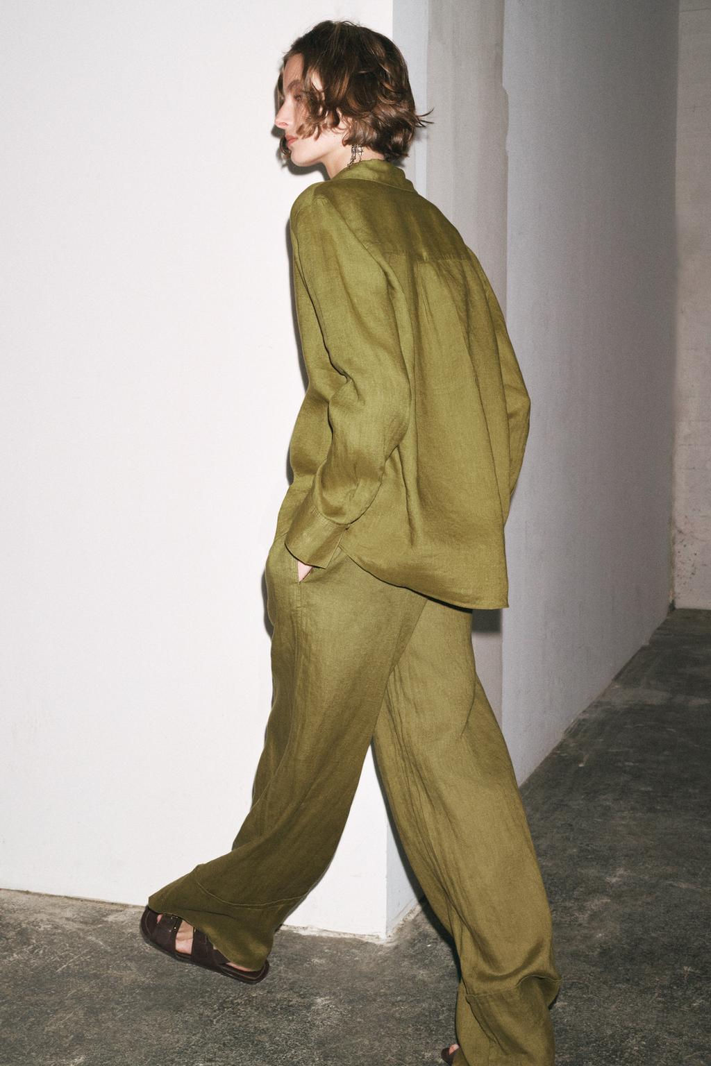 ZW COLLECTION 100% LINEN PALAZZO TROUSERS - Zara фото 5