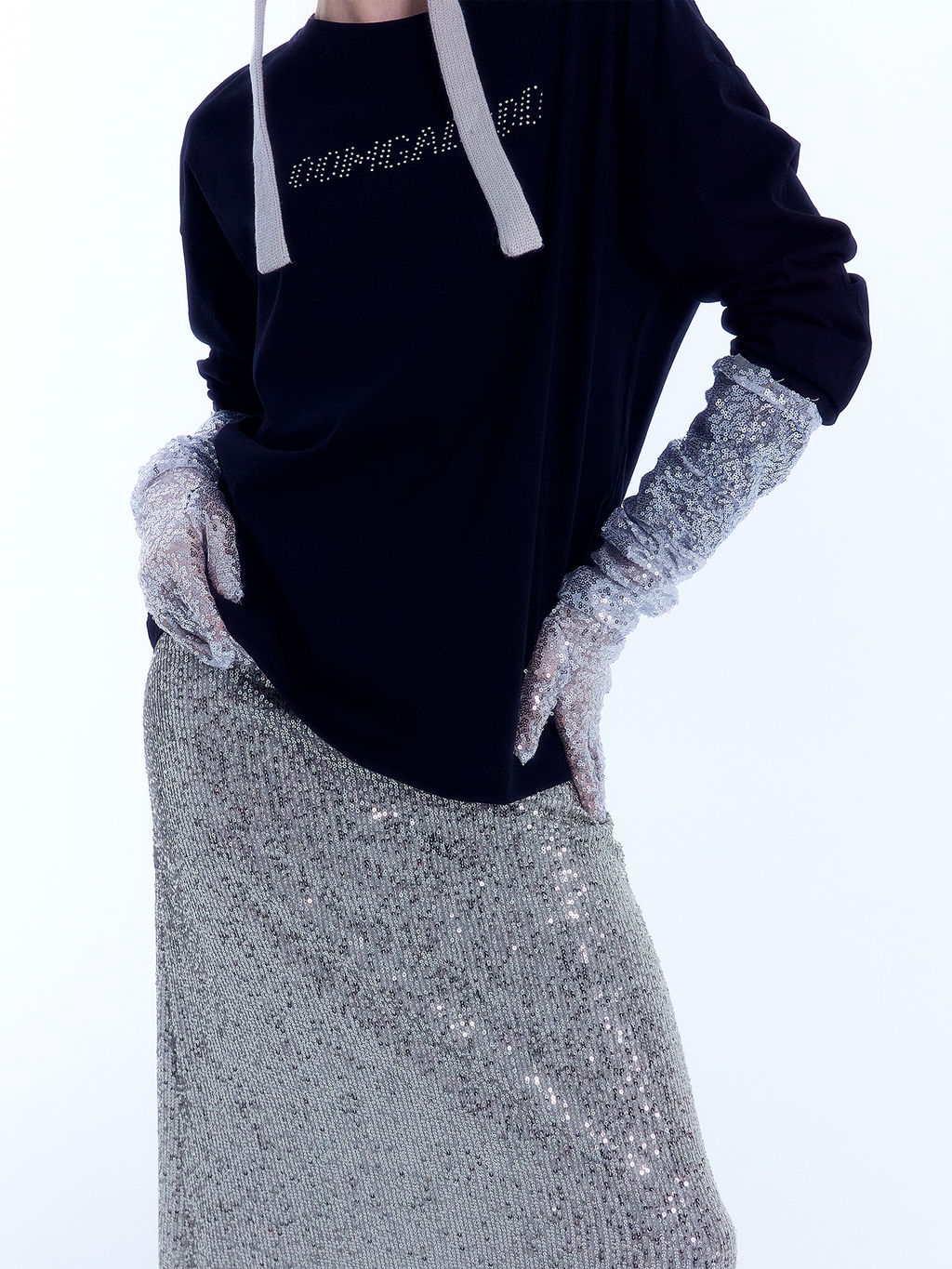 Юбка женская серебристая с пайетками серебро 152798 - Mark formelle фото 6