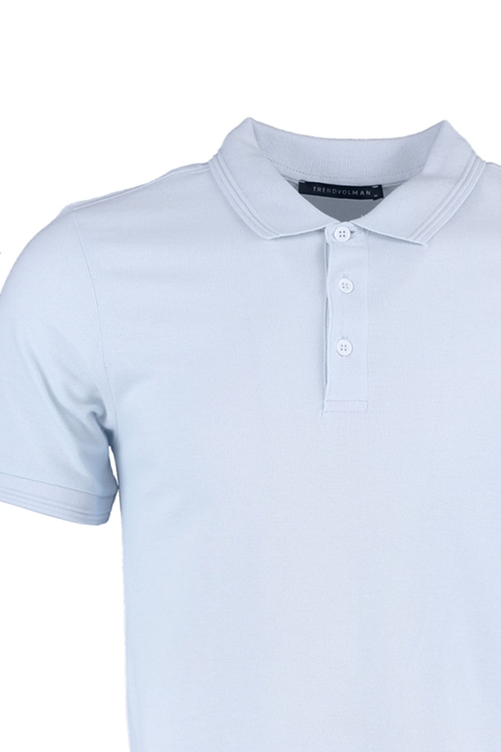 Beyaz Slim/Dar Kesim Yakas? Cizgili Basic %100 Pamuk Polo Yaka T-shirt TMNSS20PO0009