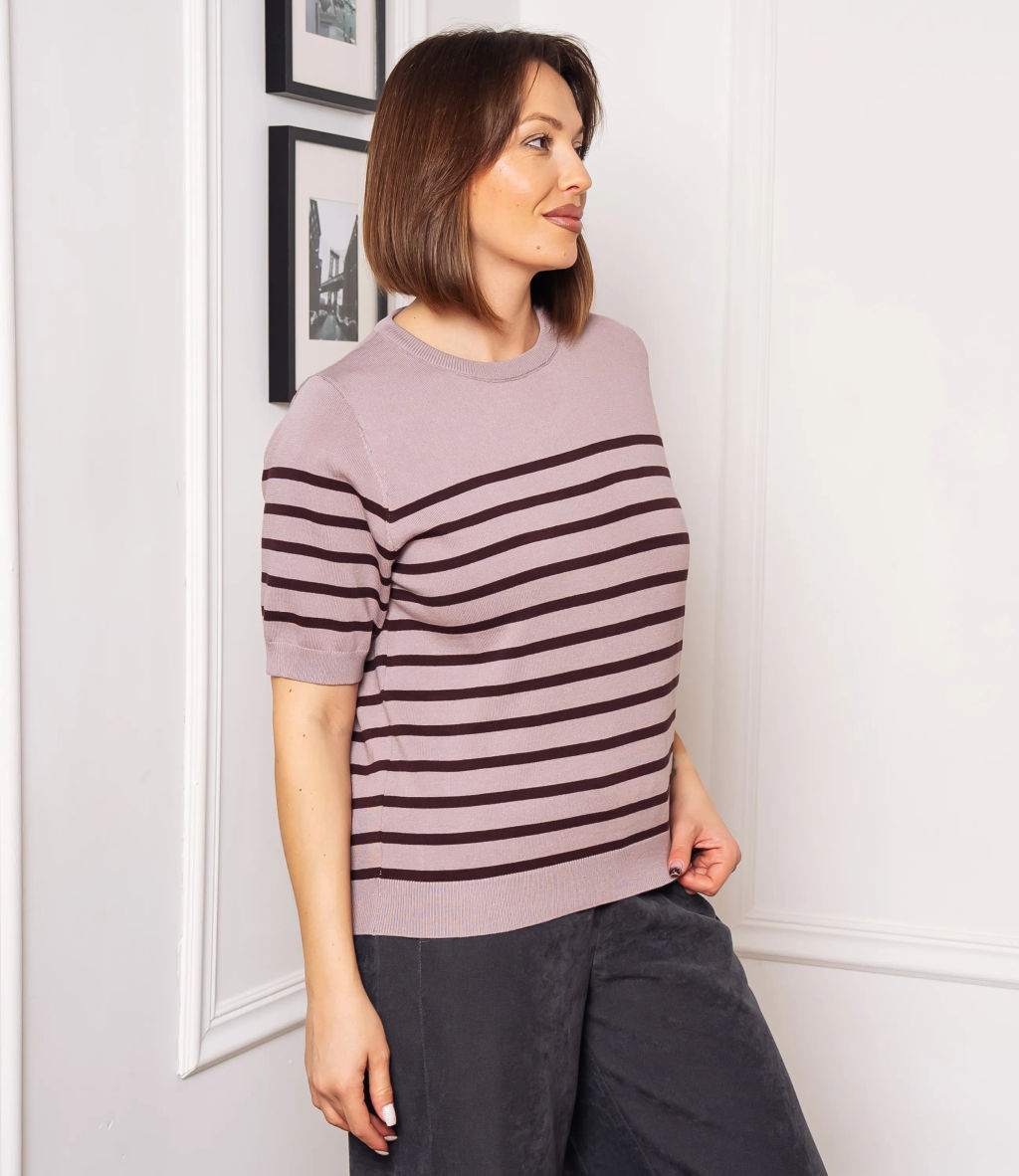 Футболка #ОКТ185002, лиловый, шоколадный