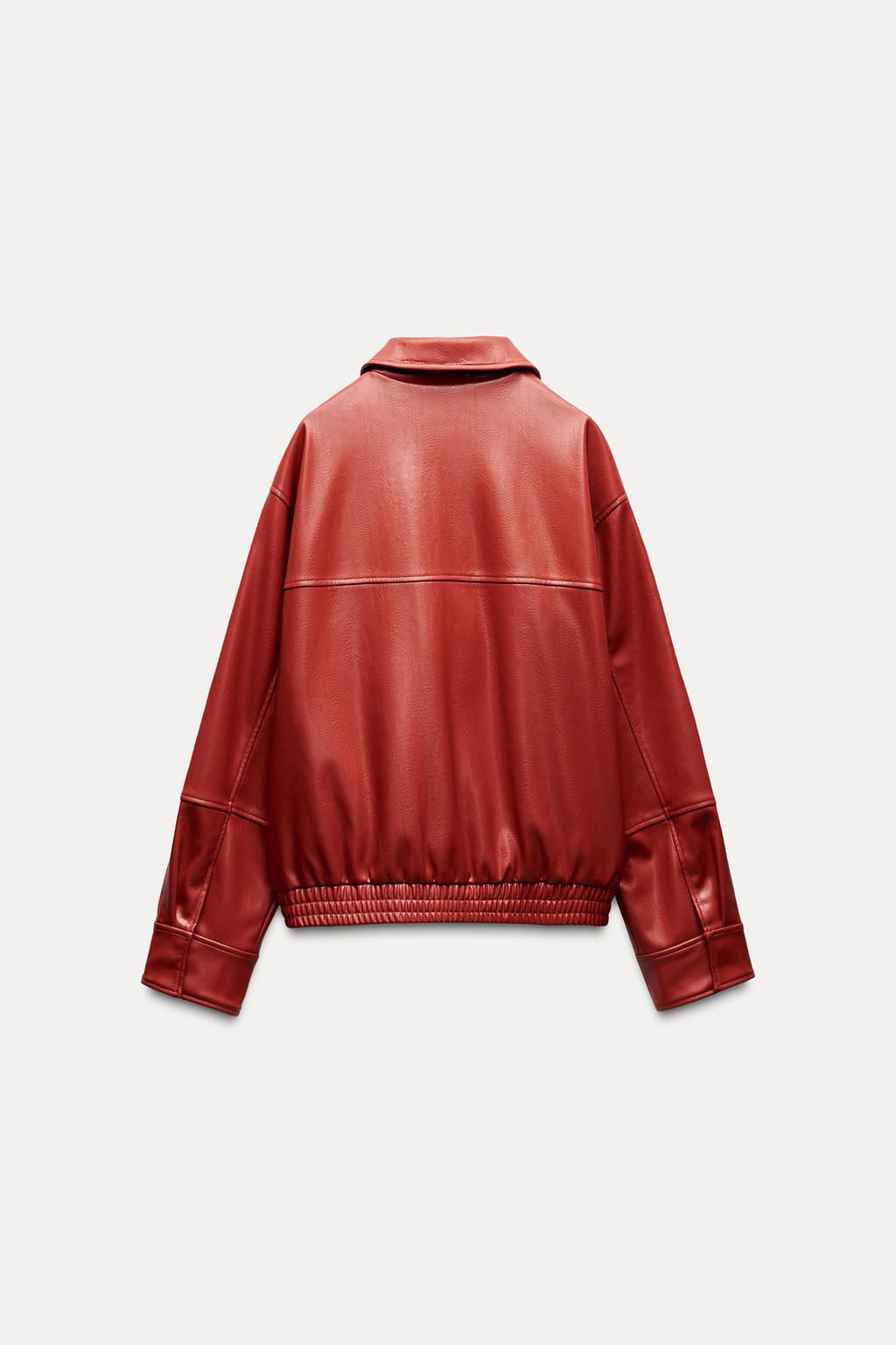 LEATHER EFFECT BOMBER JACKET - Zara фото 6