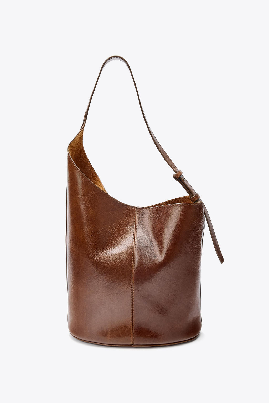 ASYMMETRIC LEATHER BUCKET BAG - Zara фото 3