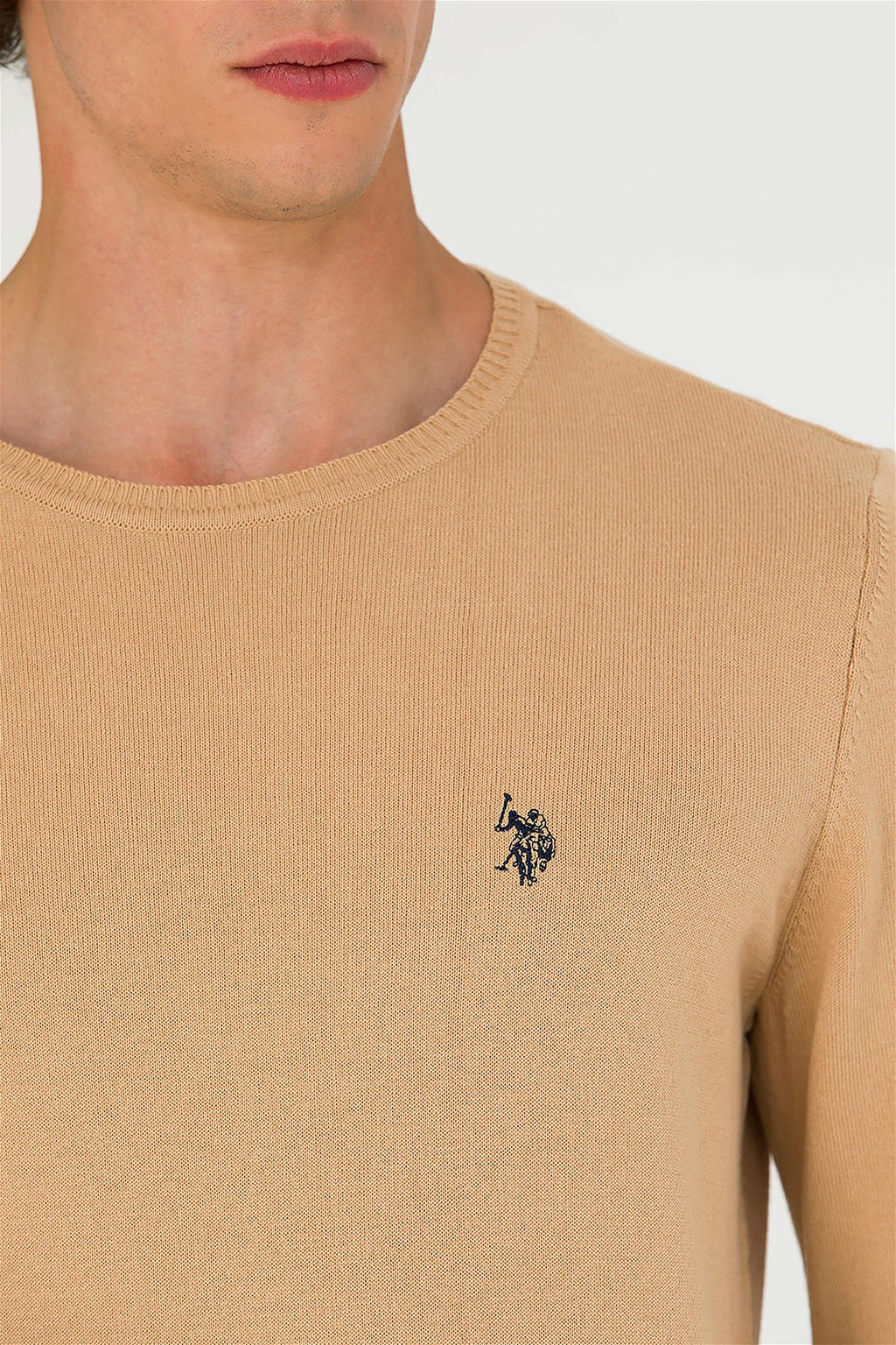 U. S. Polo Assn Мужской базовый свитер песочного меланжа - U.s. polo assn фото 7