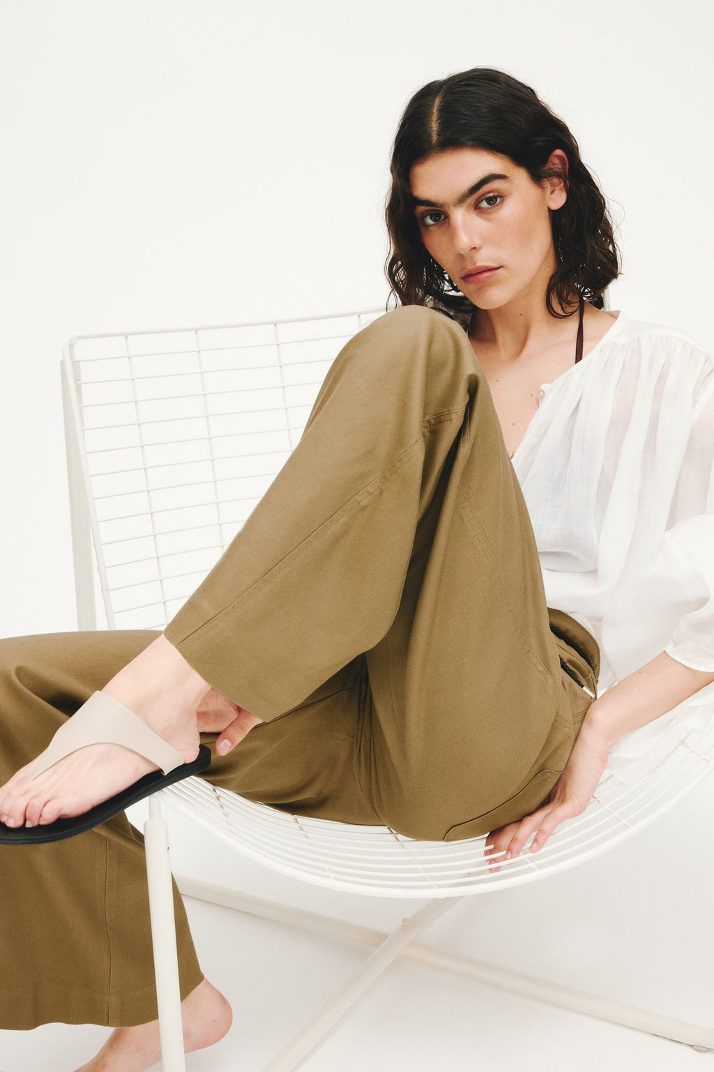 Pantal?n bootcut en mezcla de lino - H&m фото 8