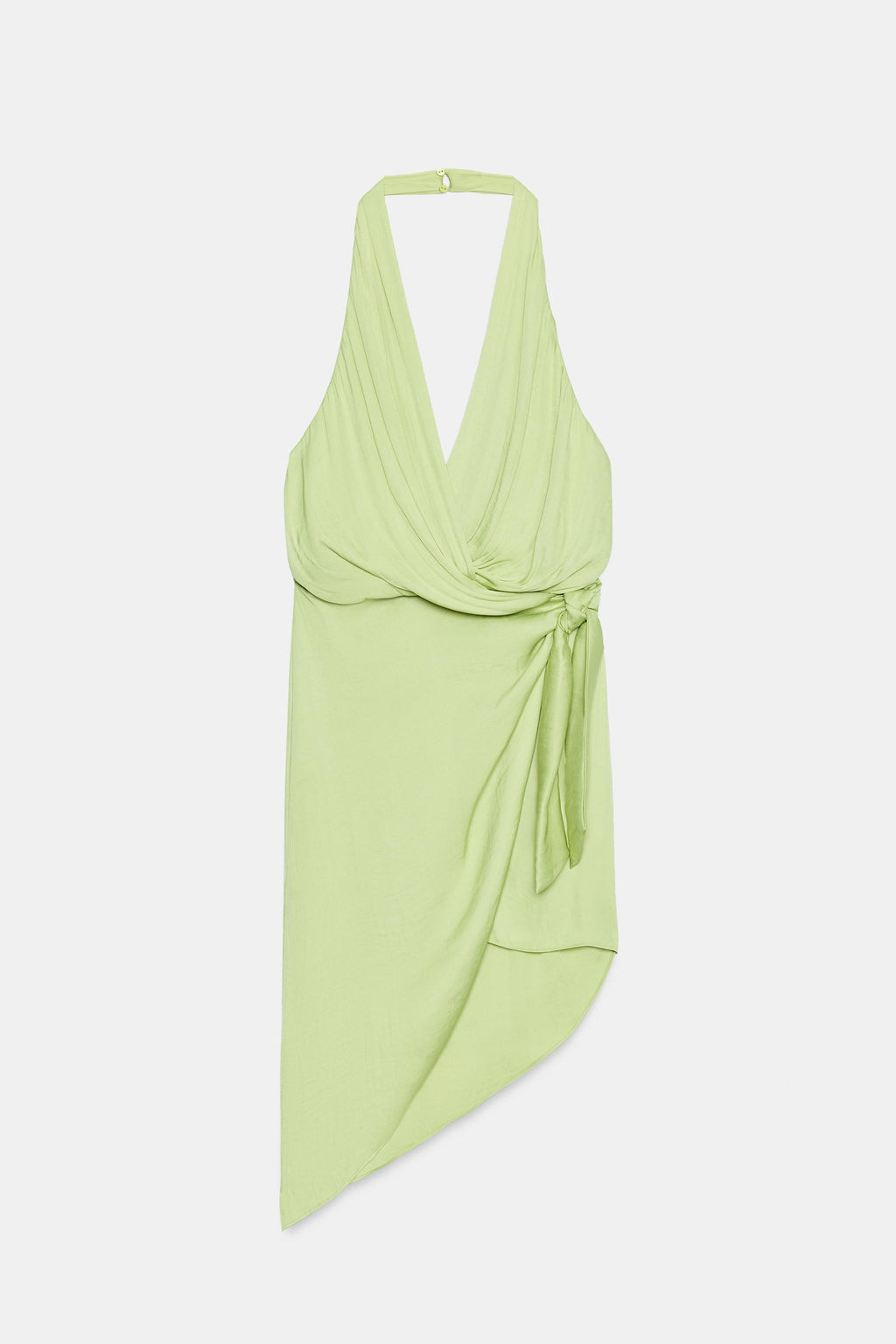 VESTIDO ASIM?TRICO SATINADO NUDO / Verde