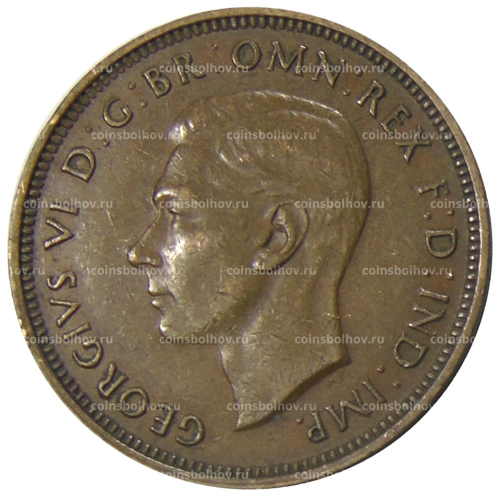 Монета 1/2 пенни 1938 года Австралия