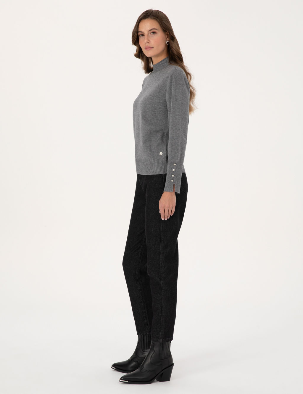 Siyah Mom High Waist Fit Jean Pantolon