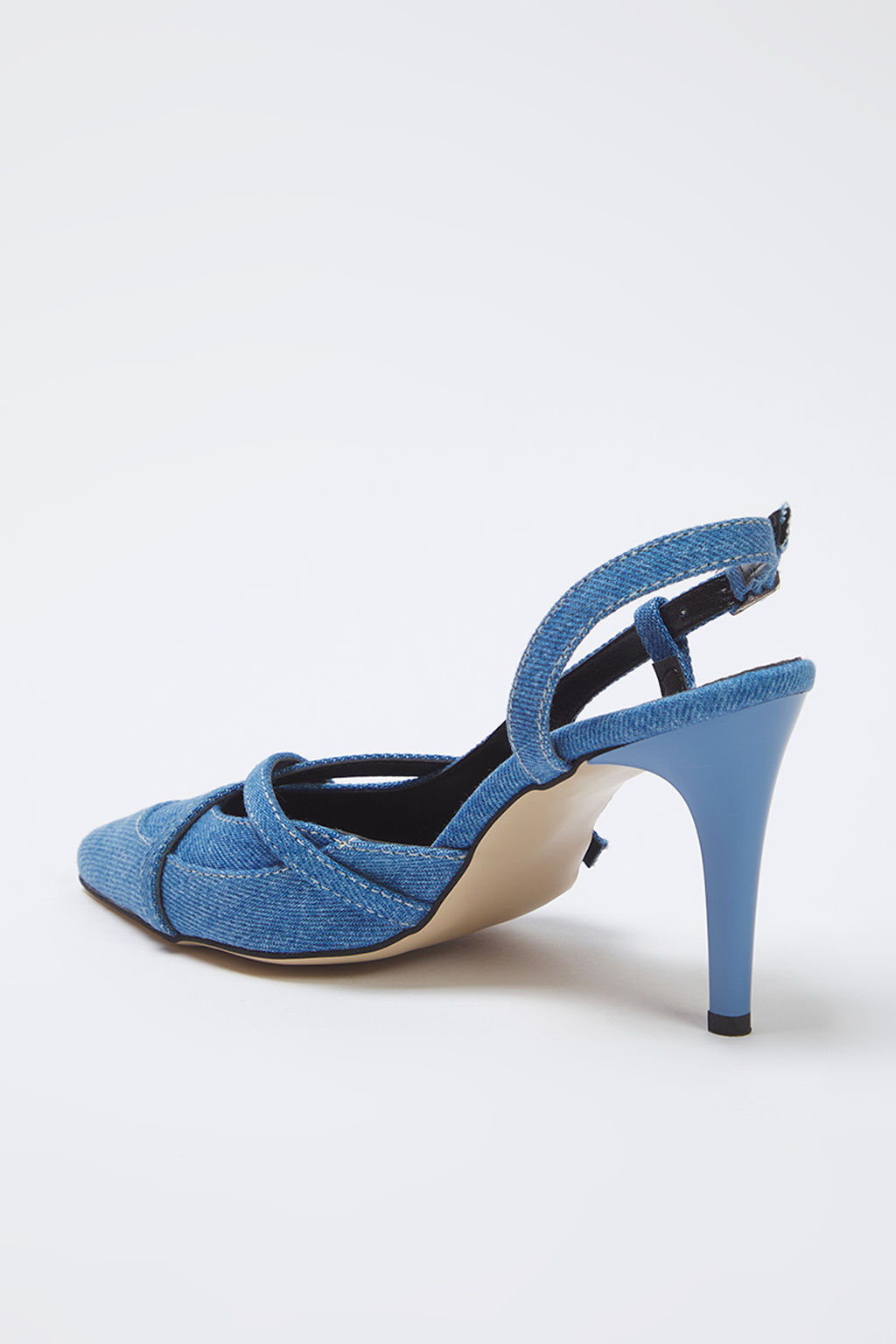 Trendyolmilla Shoes Mavi Denim Kontrast Dikisli Sivri Burun Kad?n Ince Topuklu Ayakkab? TAKSS25TO00105  фото 5