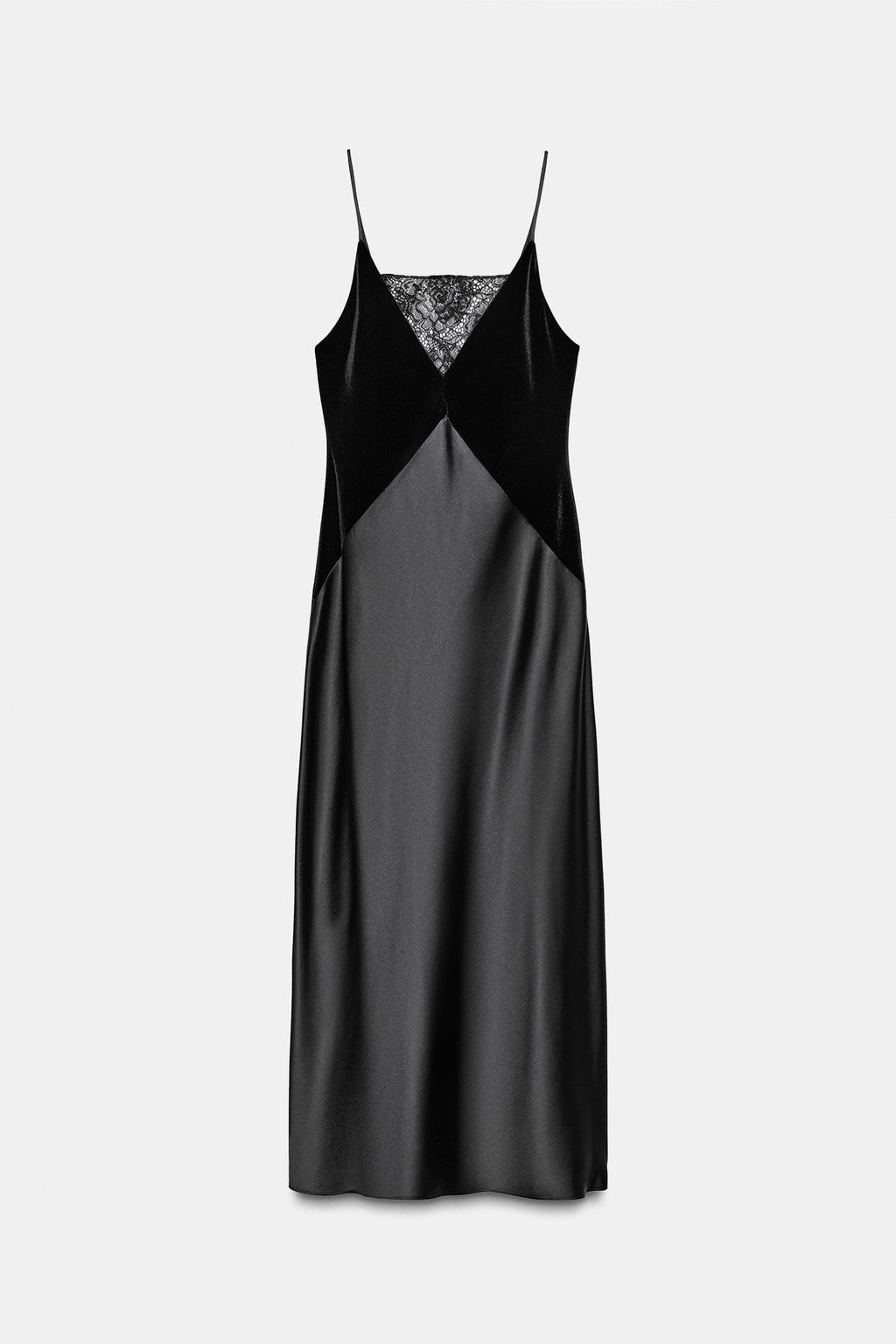 CONTRASTING SATIN MIDI DRESS