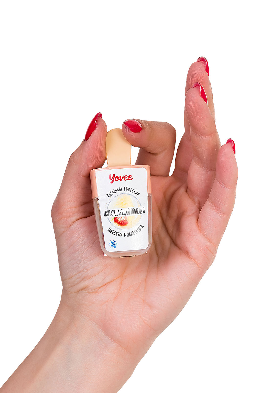 Бальзам для губ Yovee Охлаждающий поцелуй со вкусом клубнички в шампанском, охлаждающий, 5 мл - Yovee by toyfa фото 5