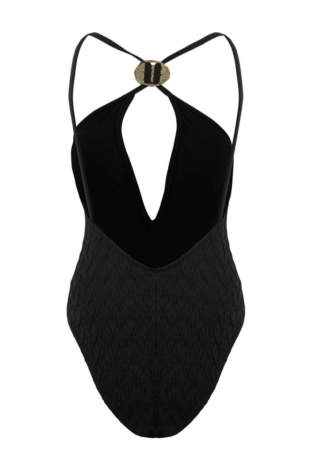 Siyah Dokulu Derin V Yaka Kapl? Aksesuarl? Brazilian Mayo TBESS26MA00035