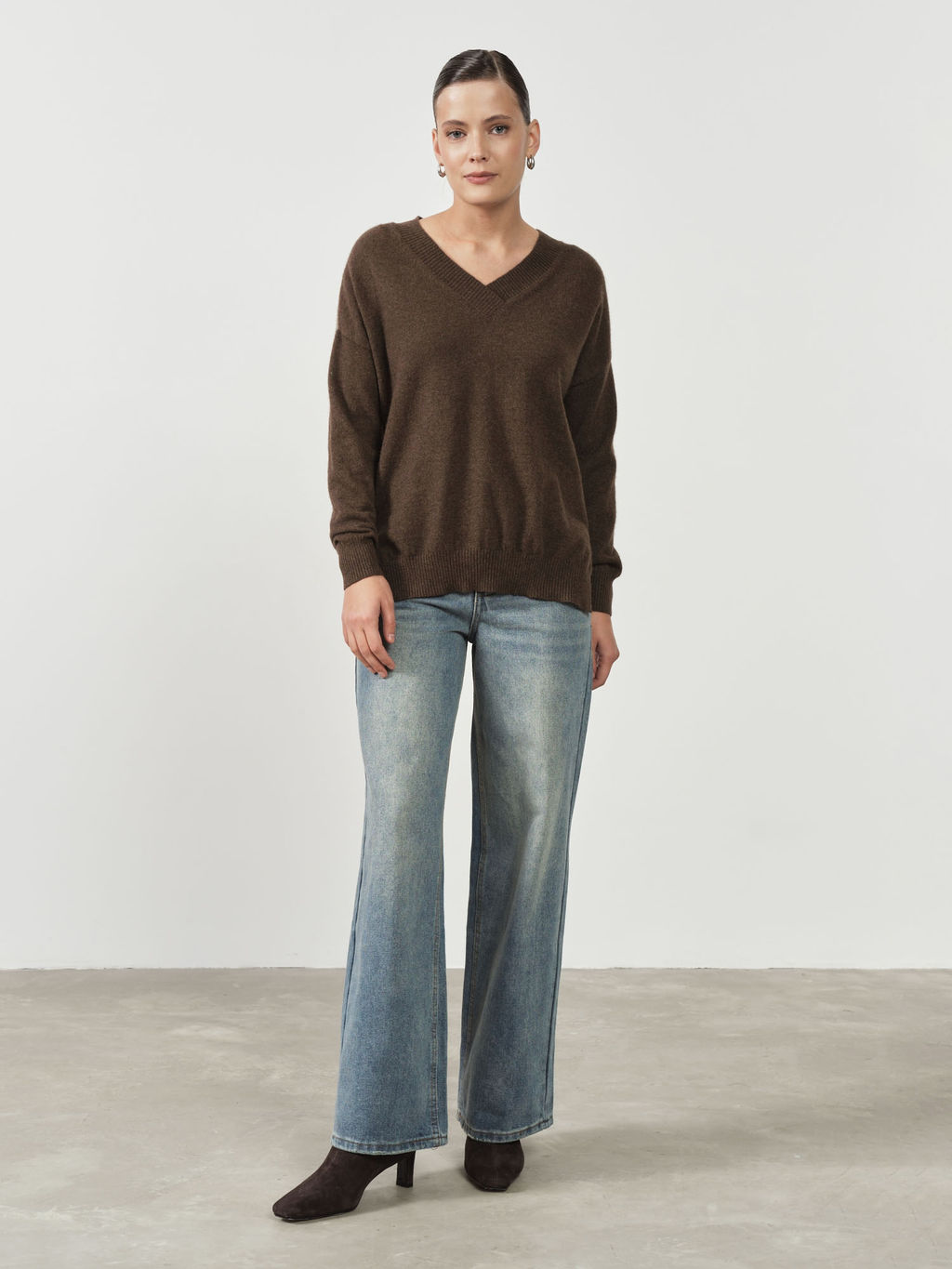 Джемпер из пуха яка 02056 коричневый