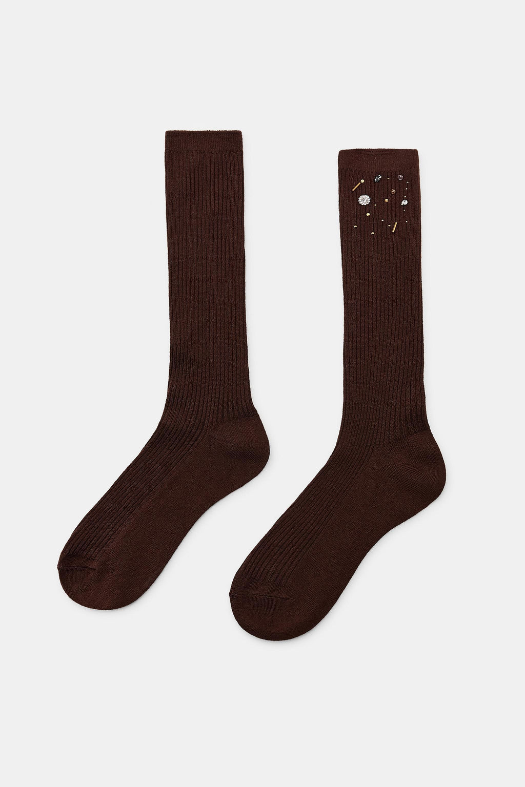 WOOL SOCKS WITH JEWELS AND BEADS - Zara фото 3