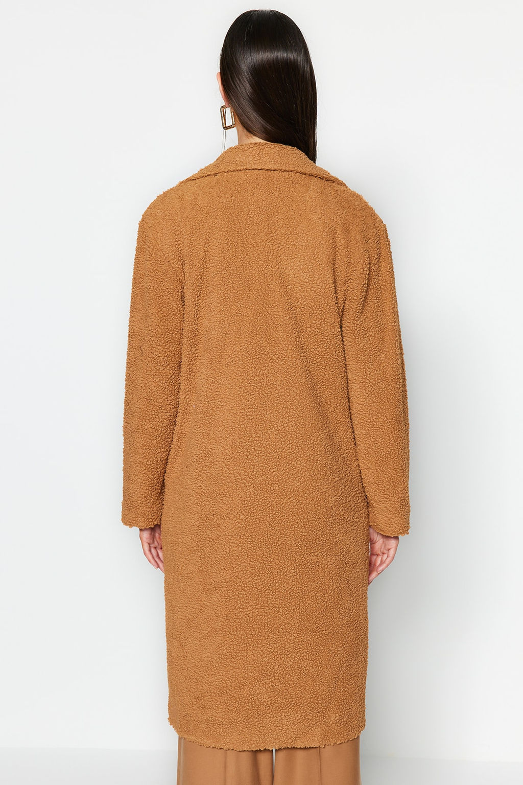 Camel Oversize Genis Kesim Uzun Buklet Kaban TWOAW24KB00037
