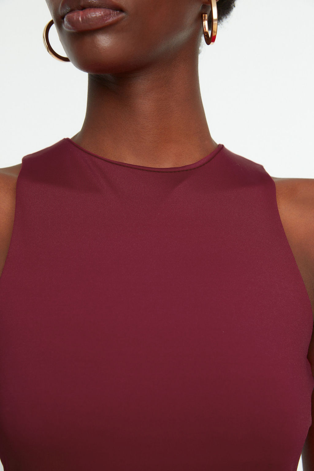 Bordo Halter Yaka Vucuda Oturan Esnek Alttan C?tc?tl? Orme Body TWOSS20BD0044