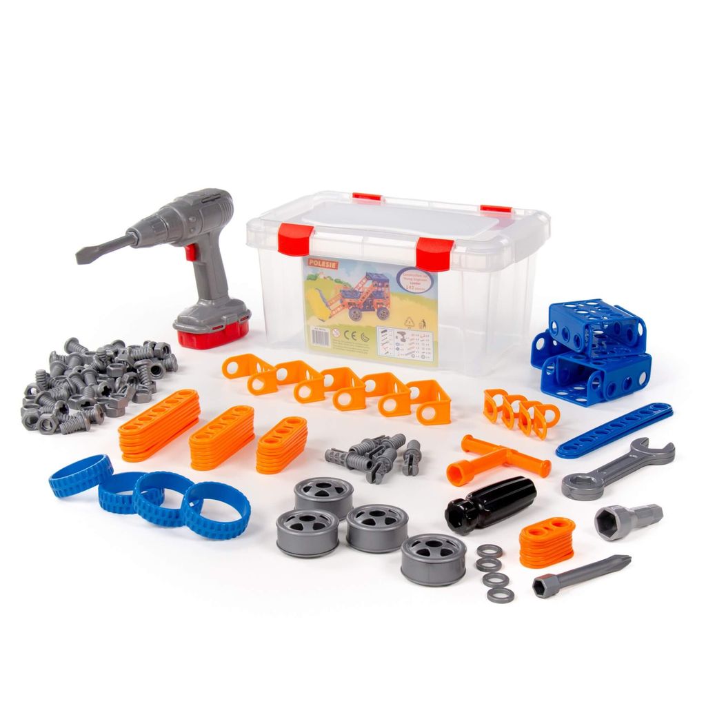 Конструктор Изобретатель - Трактор-погрузчик №1 (142 элемента) + шуруповёрт (в контейнере) - Полесье фото 2