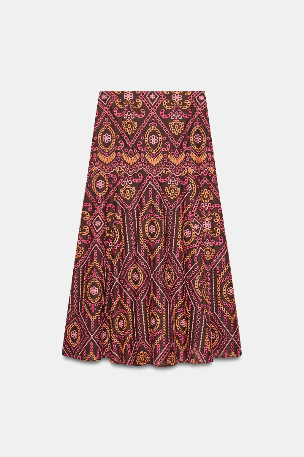 FALDA MIDI BORDADOS PERFORADOS / Multicolor - Zara фото 7