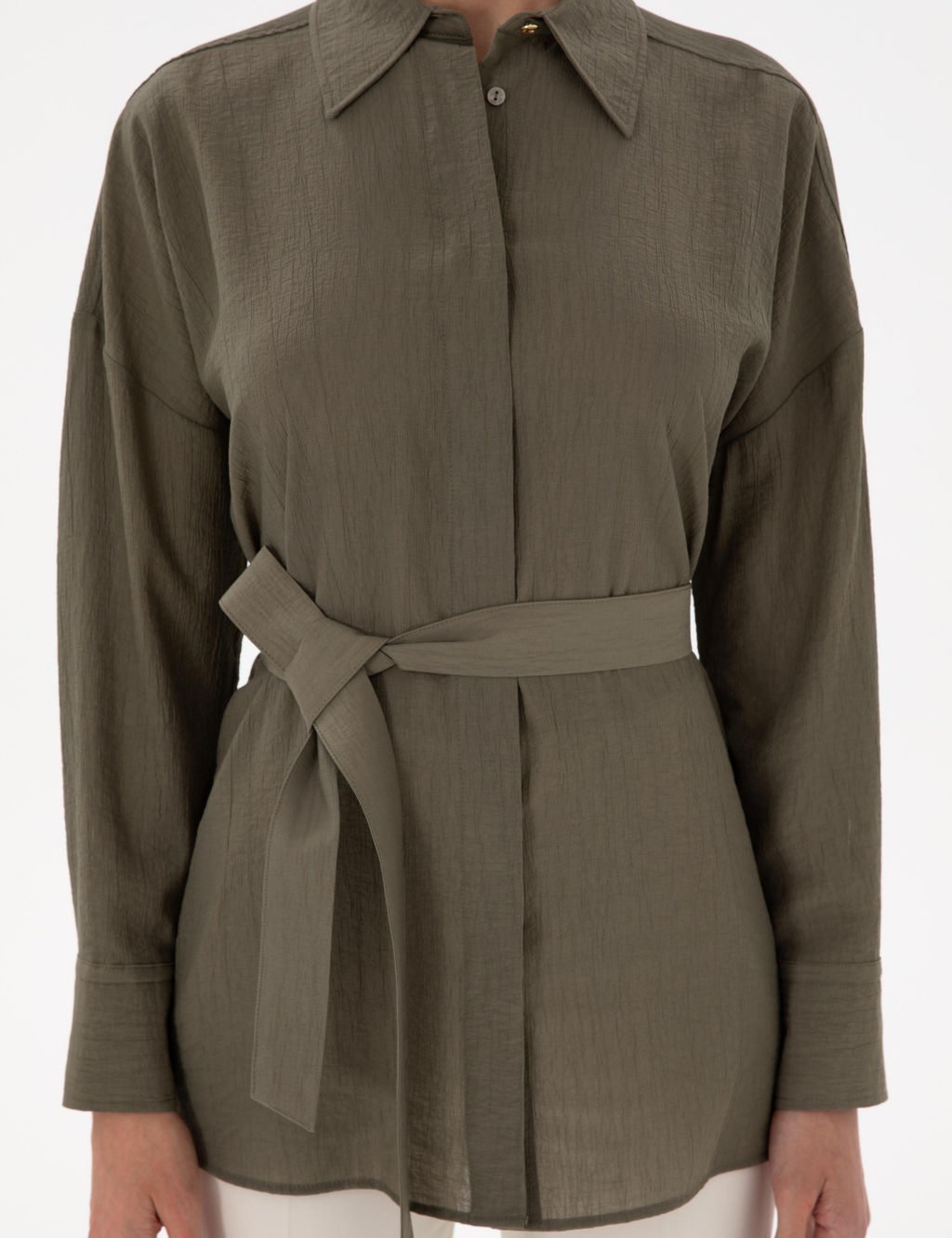 Haki Oversize Uzun Kollu G_mlek