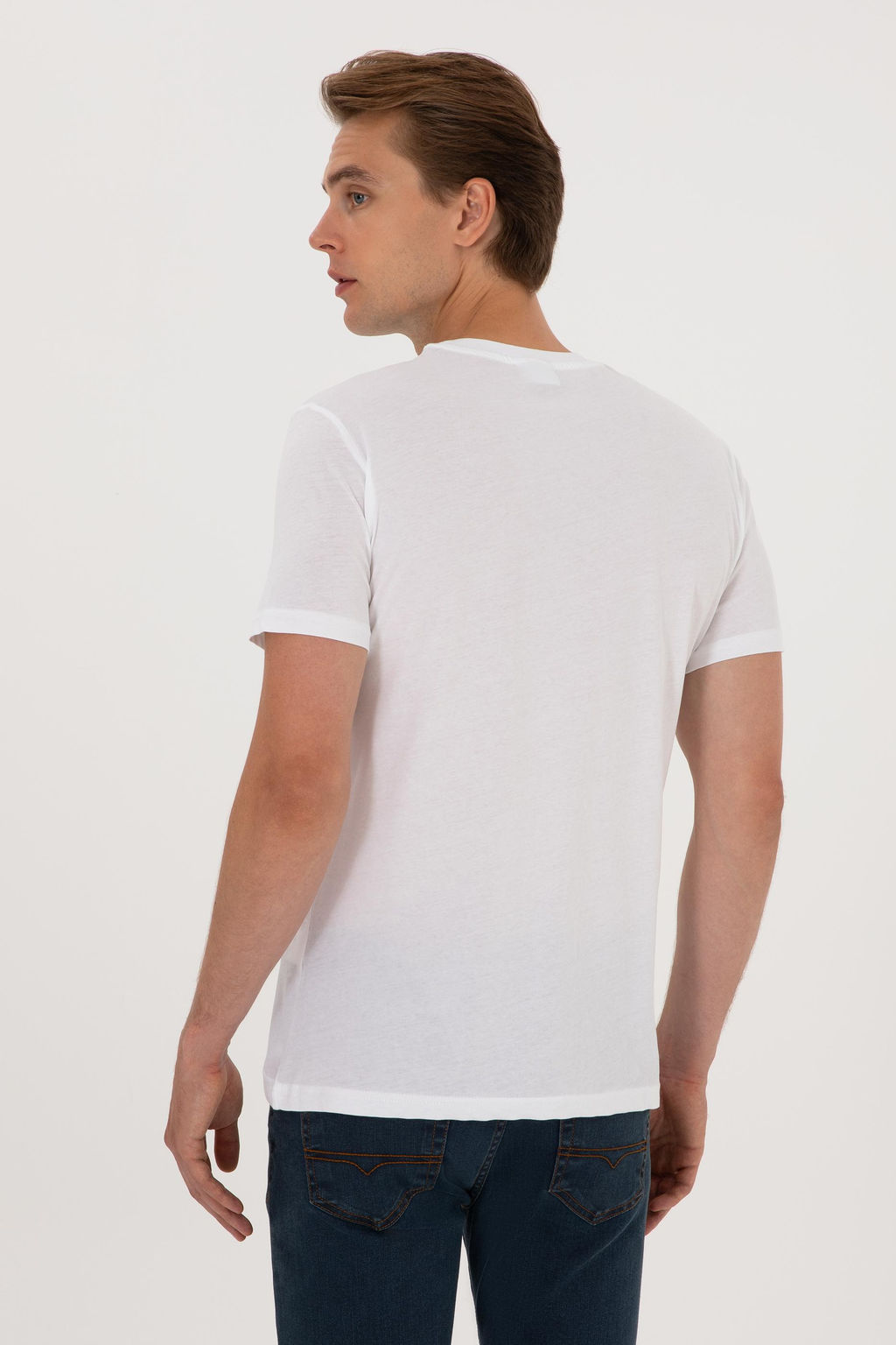 Erkek Regular Fit Bisiklet Yaka Beyaz Basic Ti__rt Sepette S_rpriz _ndirim - U.s. polo assn фото 5
