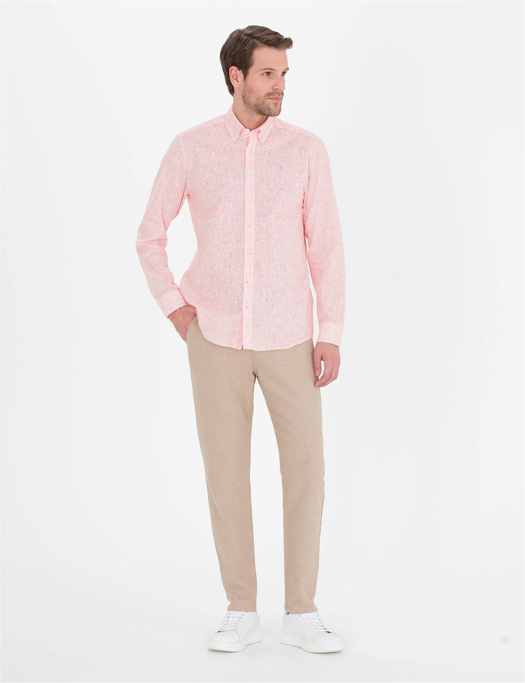 Pembe Regular Fit Uzun Kollu G_mlek - Pierre cardin фото 4