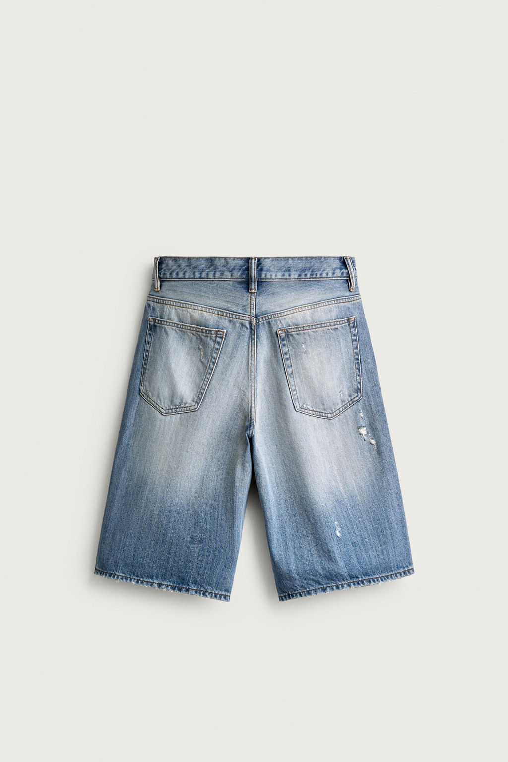BERMUDA DENIM BAGGY FIT ROTOS / Azul medio - Zara фото 12