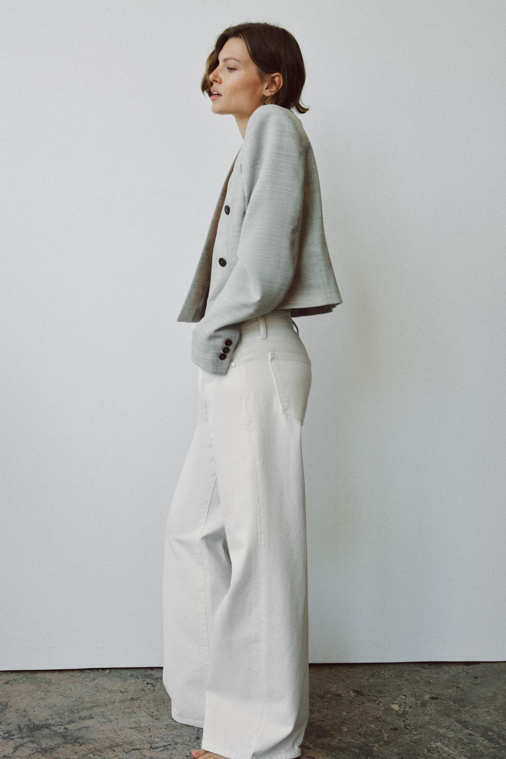 BLAZER CROPPED ZW COLLECTION LIMITED EDITION / Gris claro