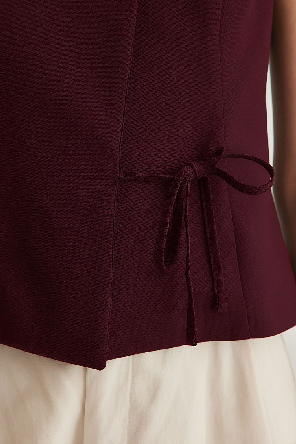 Bordo Regular Dar Kal?p Baglama Detayl? Yelek TWOSS25YE00023