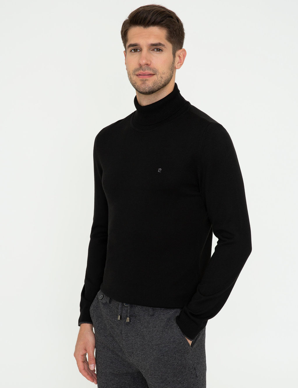 Siyah Slim Fit Bal_k__ Yaka Basic Triko Kazak - Pierre cardin фото 3