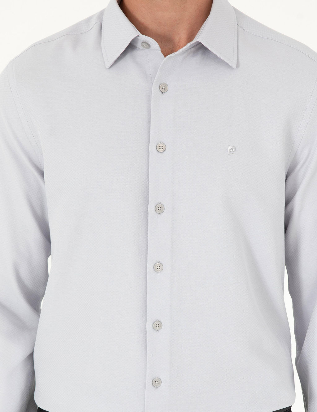 Рубашка Pierre Cardin Slim Fit серая с длинным рукавом