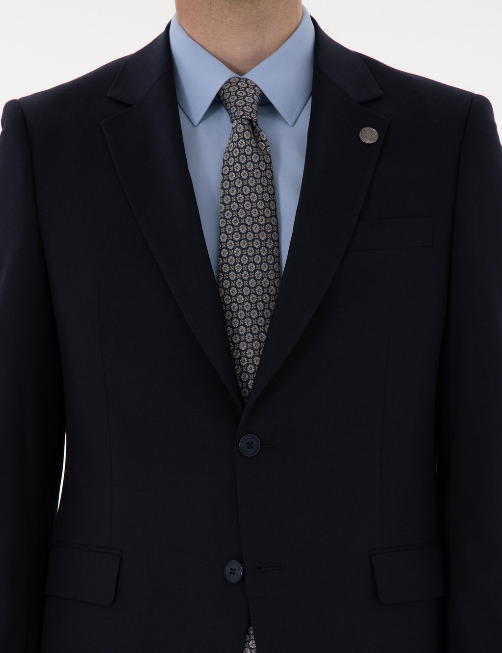 Lacivert Slim Fit Tak_m Elbise