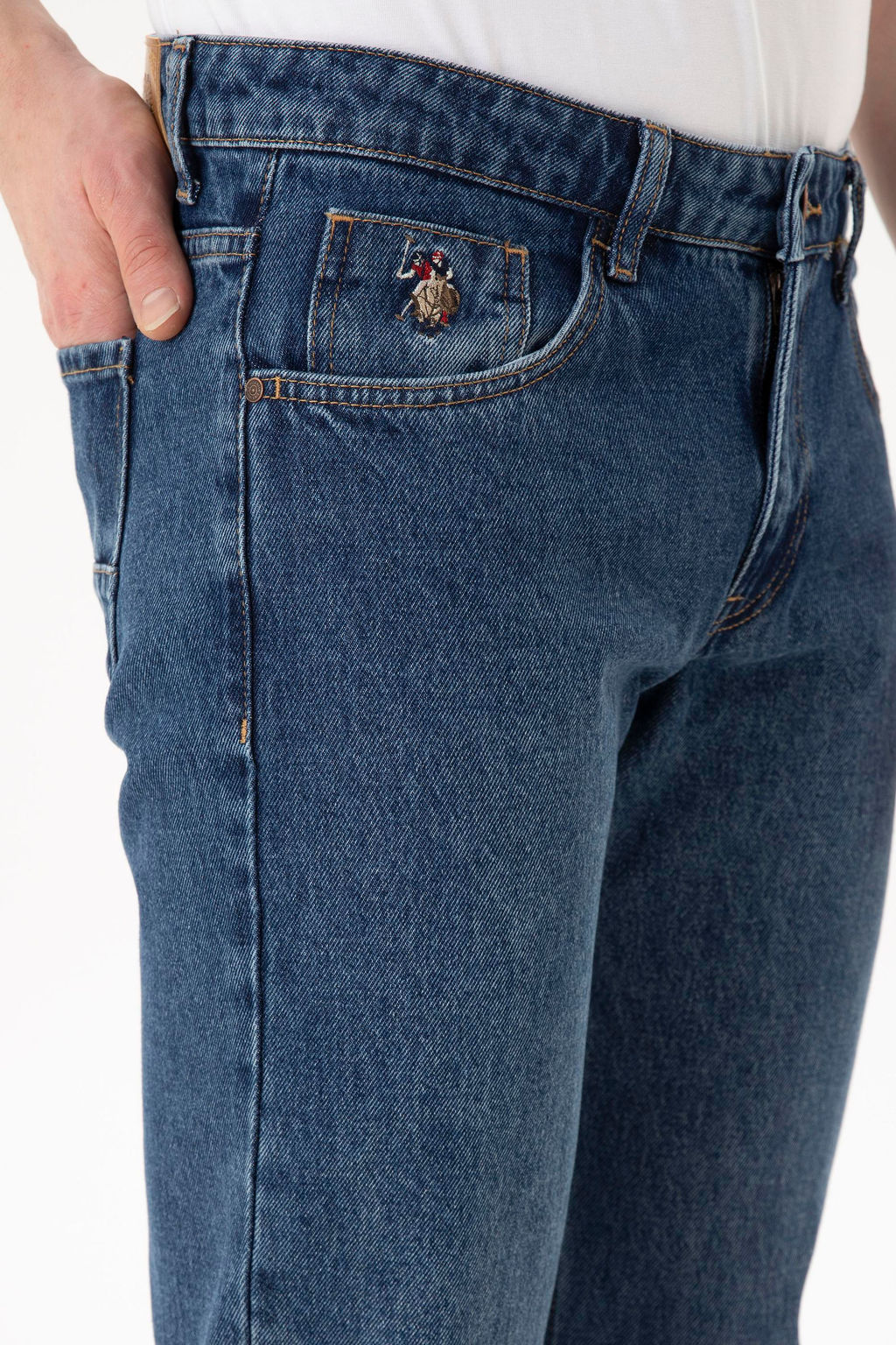 Брюки джинсовые U. S. Polo Assn зеленые из хлопка - U.s. polo assn фото 12