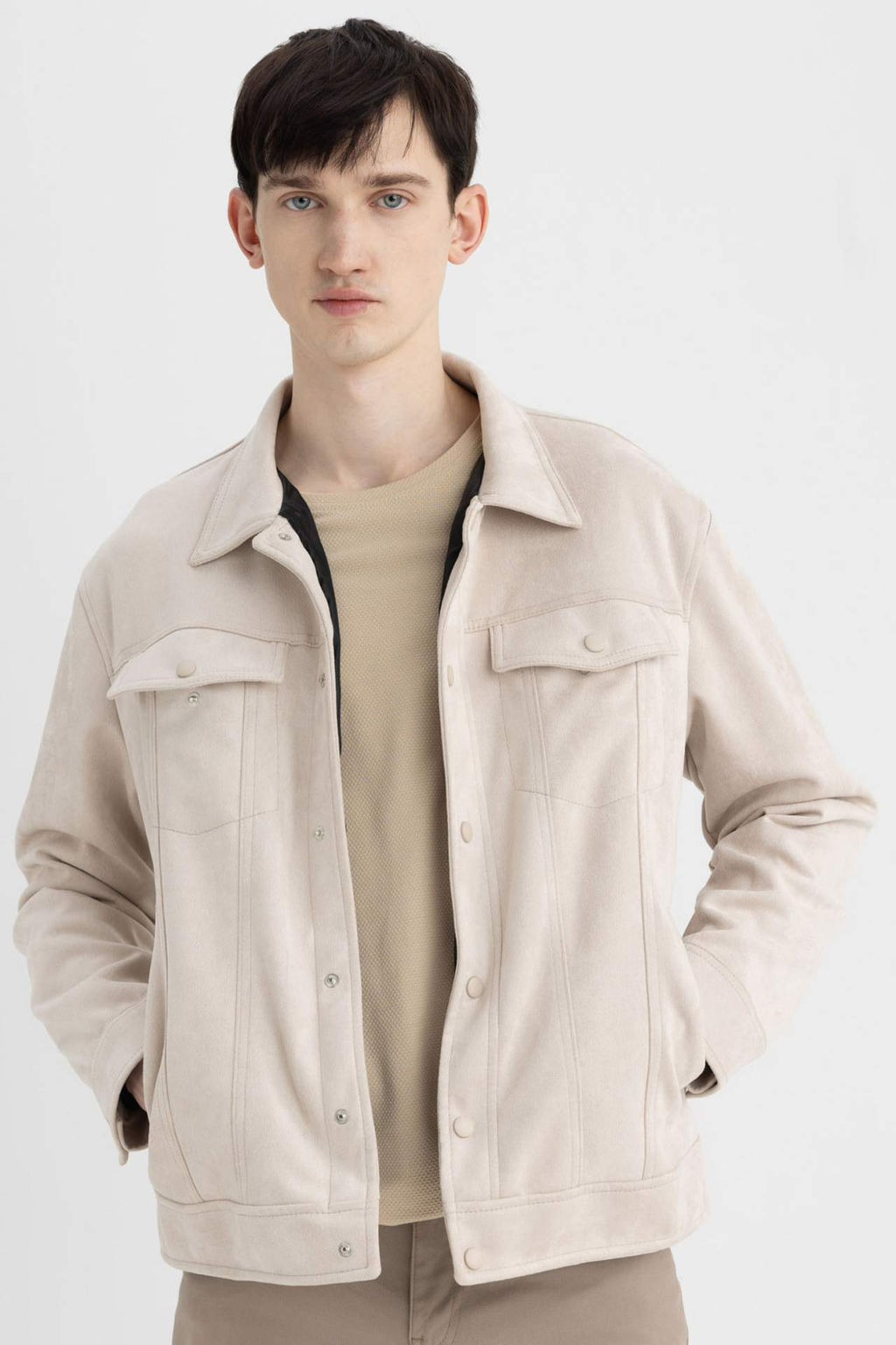Slim Fit Suet Ceket Dar Kesim Gomlek Yaka C?tc?tl? Cepli - Defacto фото 2