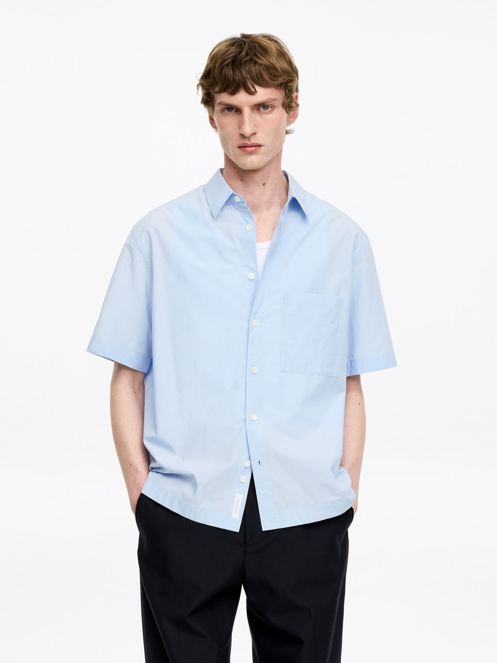 Camisa de popelina de manga corta - H&m фото 3