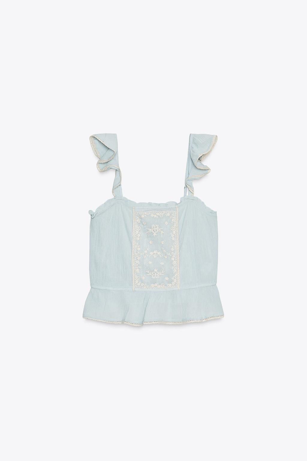 EMBROIDERED RUFFLE TOP - Zara фото 5