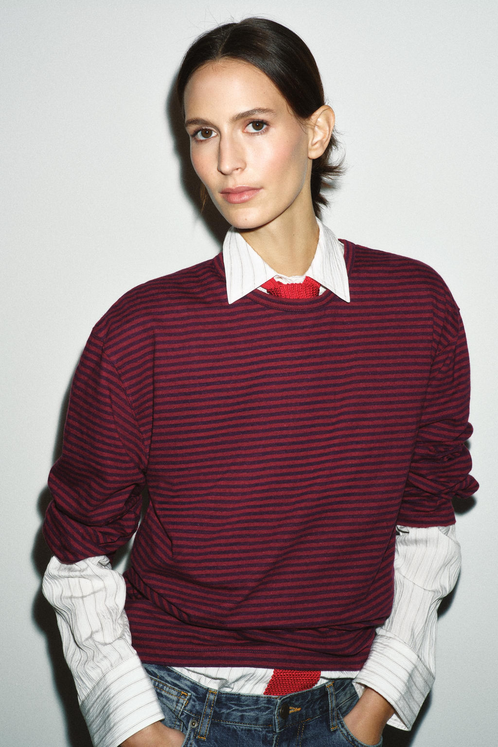 STRIPED COTTON AND LINEN T-SHIRT - Zara фото 10