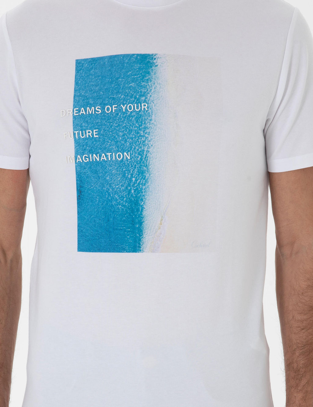 Beyaz Regular Fit Bisiklet Yaka Desenli T-shirt