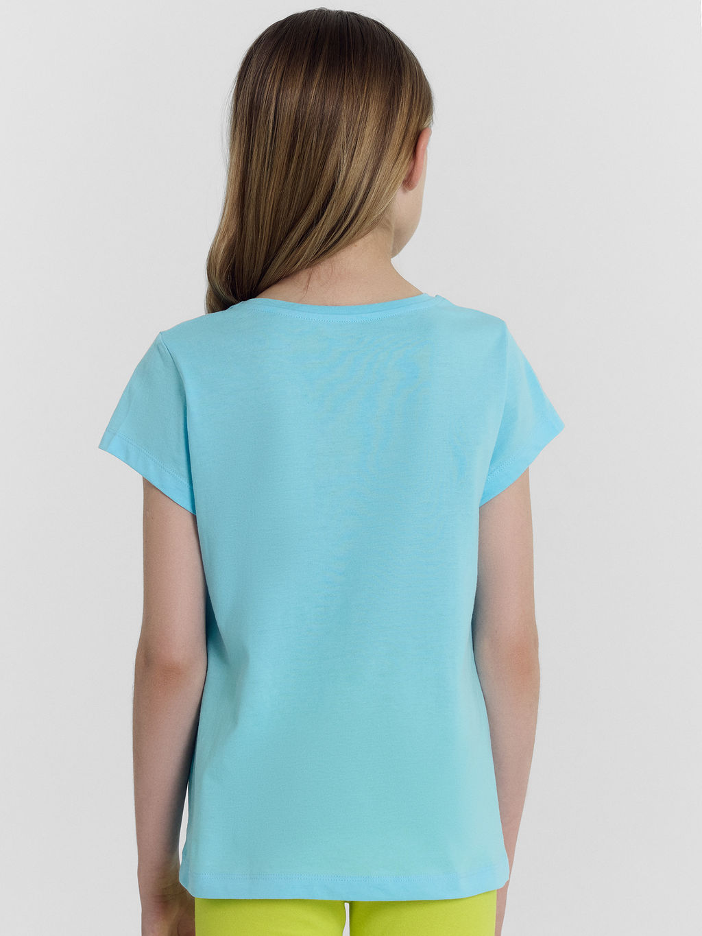 Футболка для девочек голубая с печатью - Mark formelle фото 4