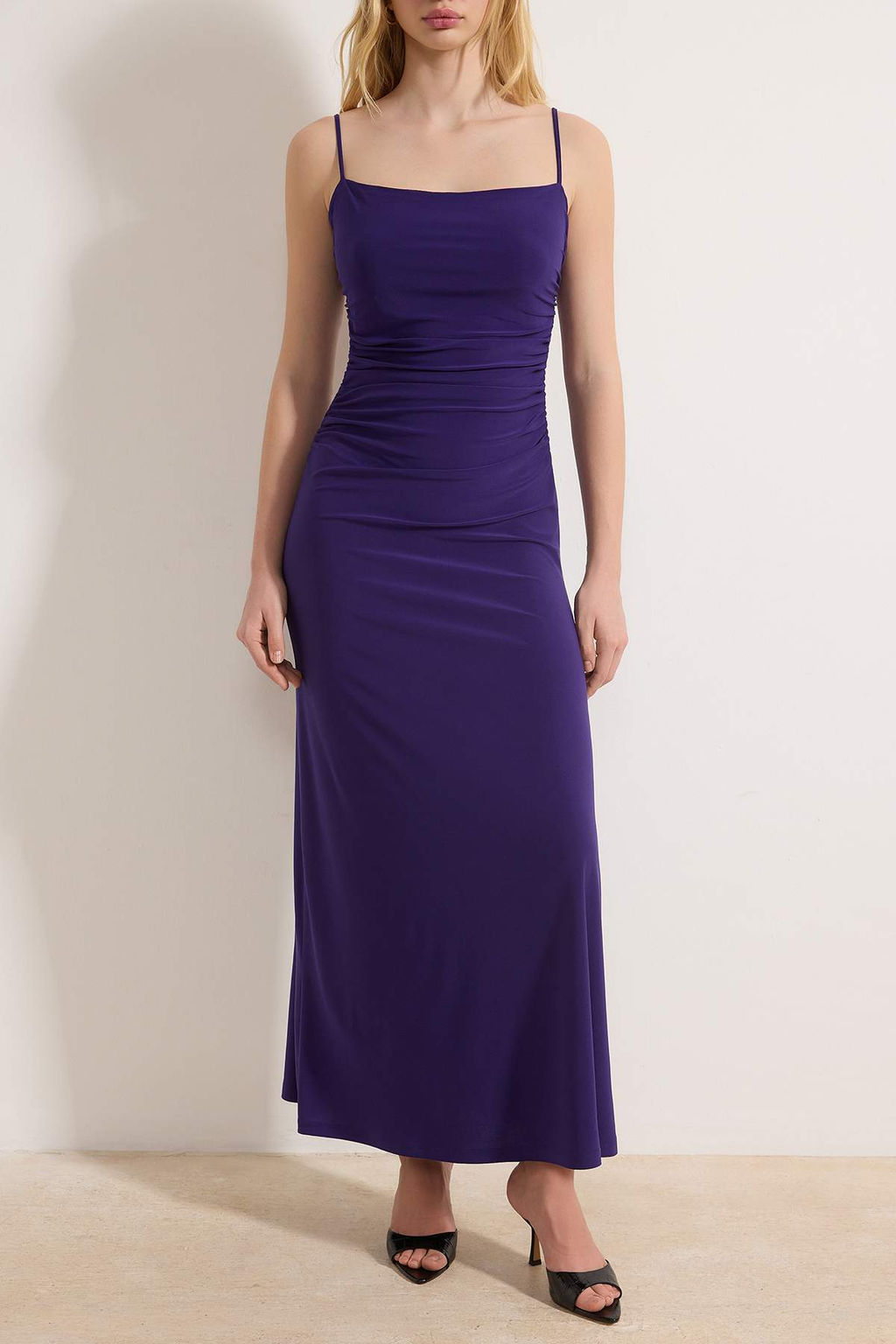 Mor Ask?l? S?rt Dekolteli A-line/Can Ac?lan Esnek Maxi Orme Elbise TWOSS25EL00539