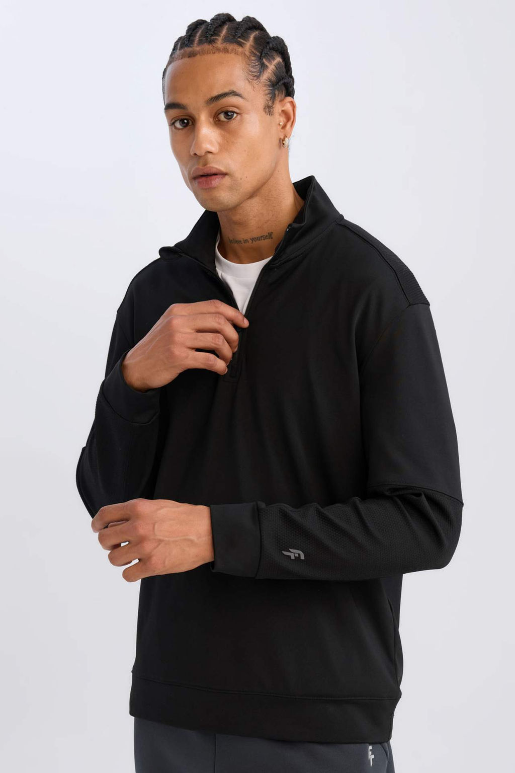 Gri DeFactoFit Standart Fit Dik Yaka Fermuarl? Skuba Dalg?c Kumas Sporcu Sweatshirt  фото 2