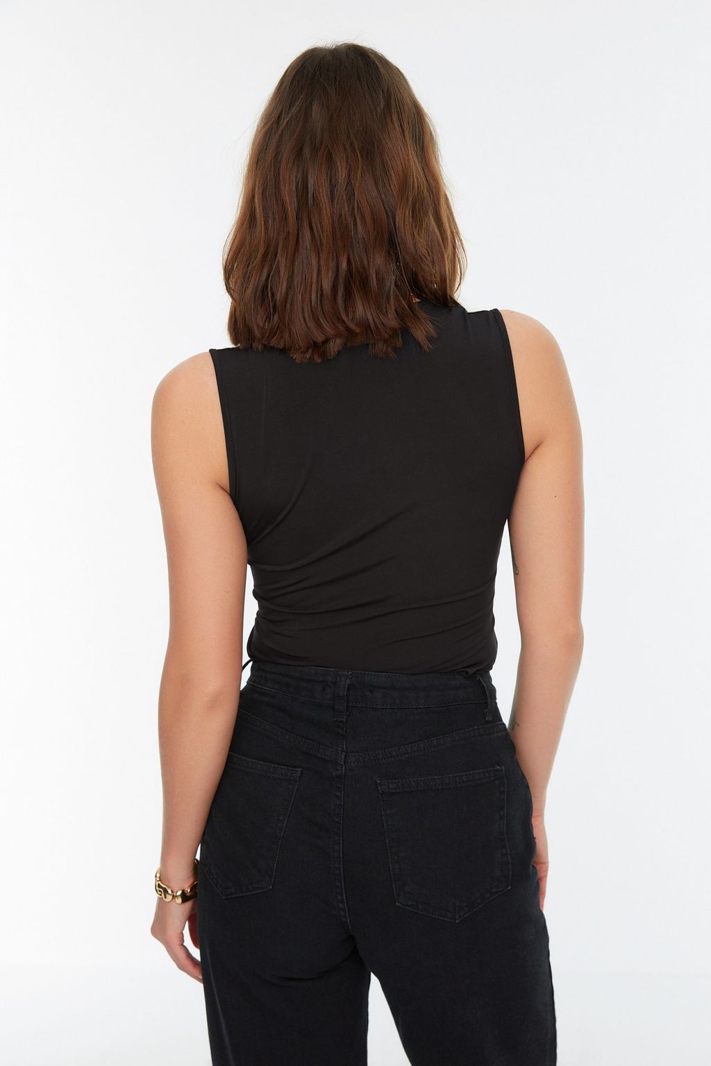 Siyah Drape Detayl? Fitted/Vucuda Oturan Ask?l? Esnek C?tc?tl? Orme Body TWOSS22BD00013 - Trendyolmilla фото 5