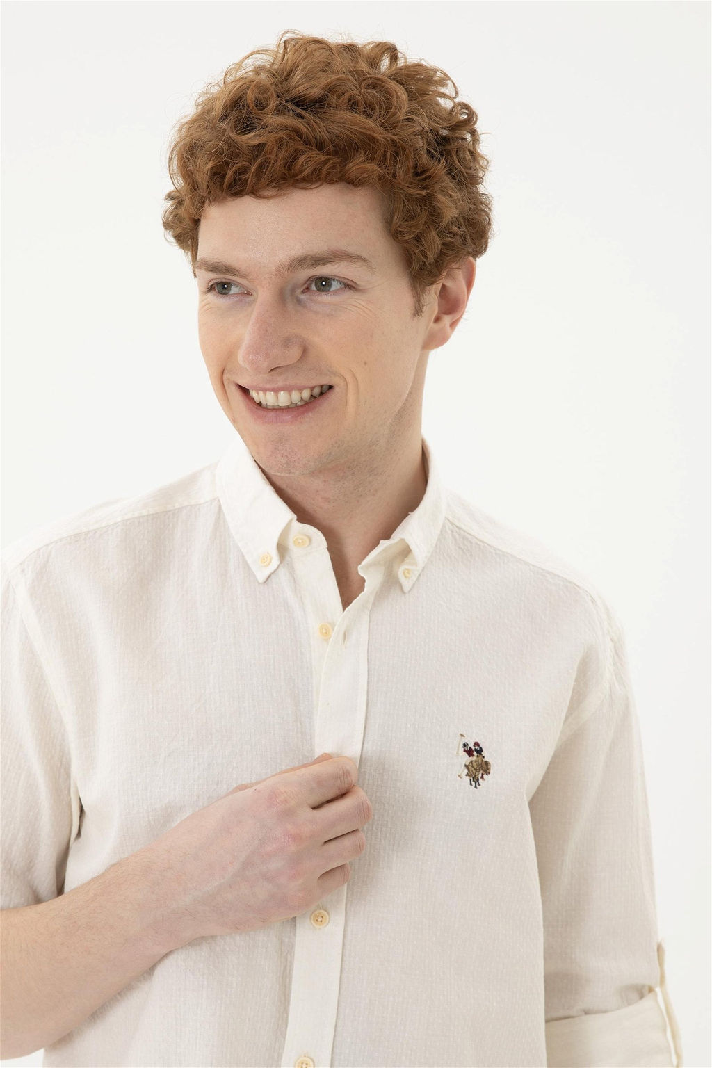 Мужская кремовая рубашка с длинным рукавом - U.s. polo assn фото 2