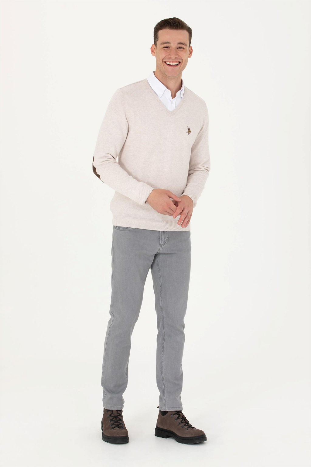 U. S. Polo Assn Мужской базовый свитер из каменного меланжа - U.s. polo assn фото 10