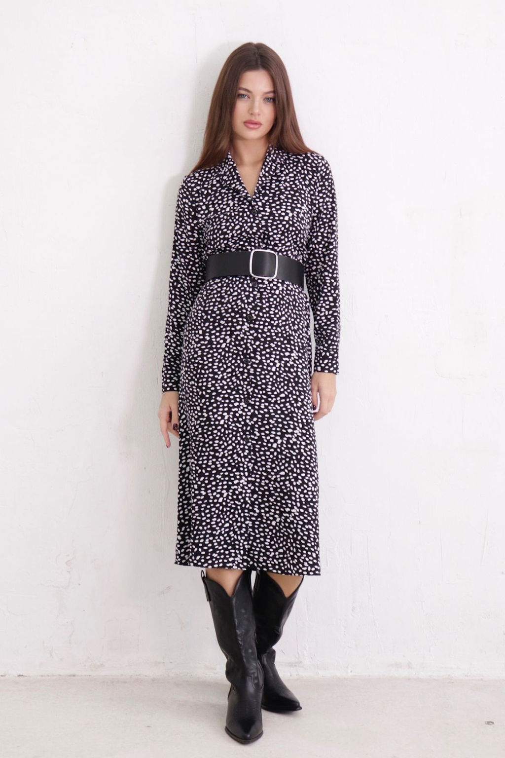 Платье-рубашка с английским воротником принт - Martichelli фото 83