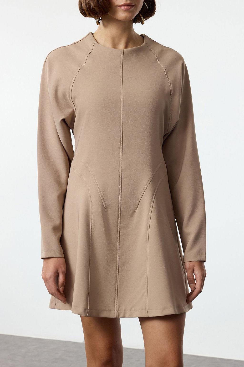 Vizon A Kesim Dikis Detayl? Mini Dokuma Elbise TWOAW25EL00124 - Trendyolmilla фото 4