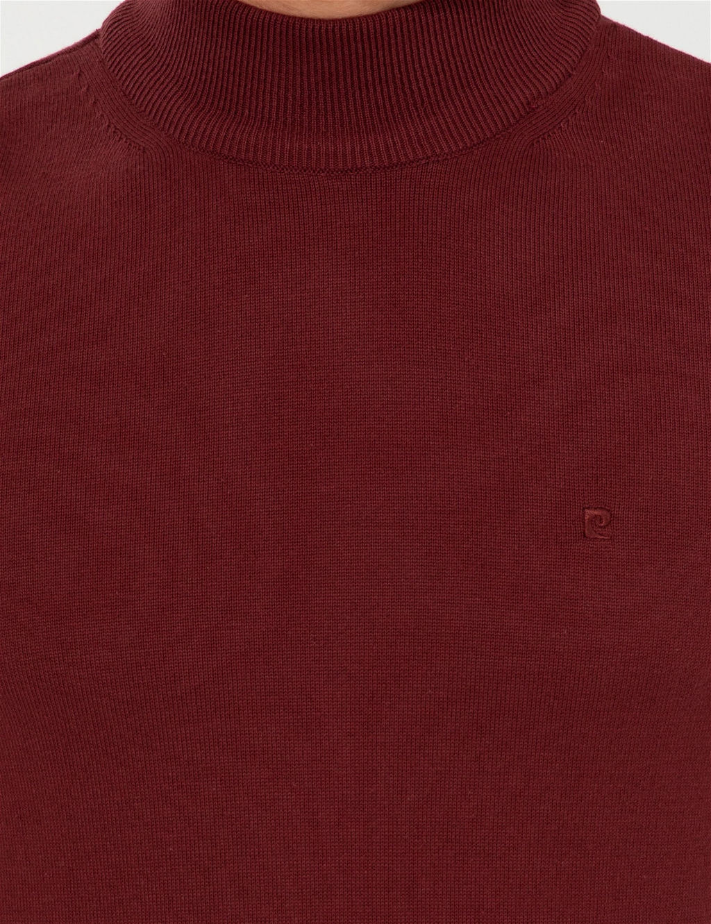 Bordo Slim Fit Yar_m Bal_k__ Yaka Basic Triko Kazak - Pierre cardin фото 6