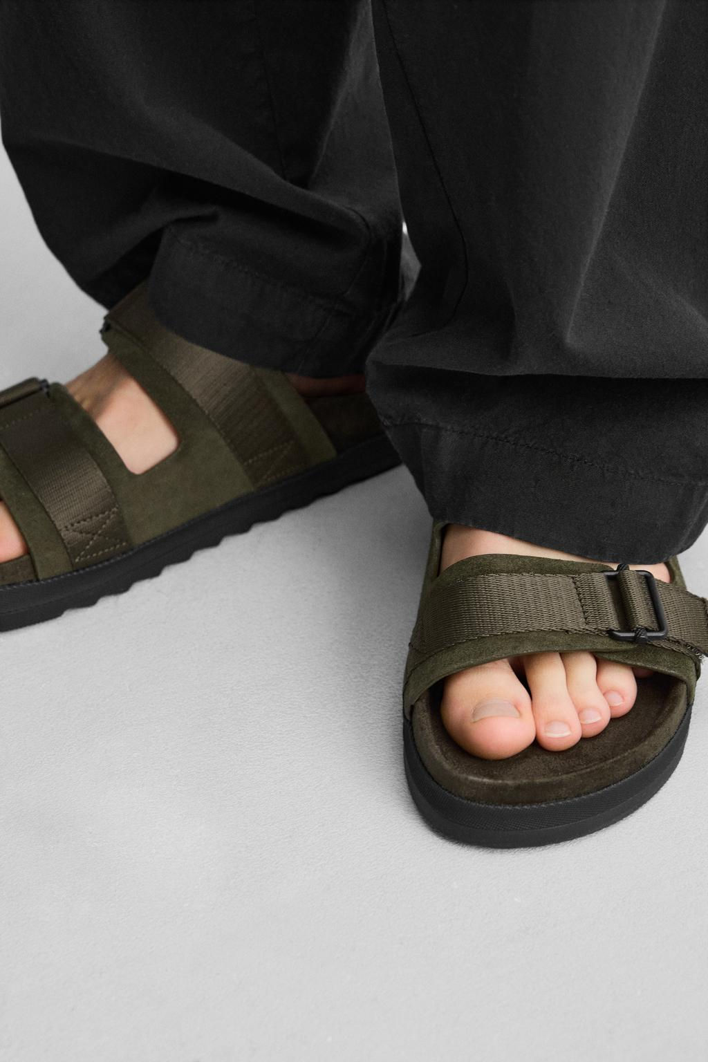 DOUBLE STRAP LEATHER SANDALS - Zara фото 12